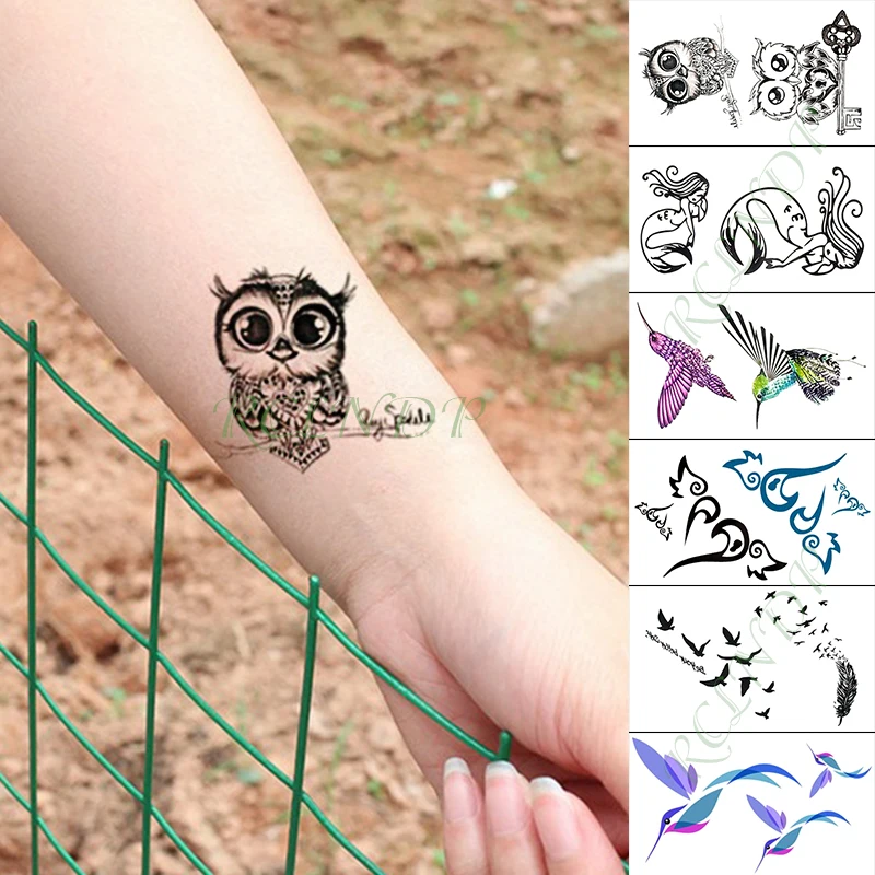 

Waterproof Temporary Tattoo Sticker owl panda elephant animal aircraft small tatto flash tatoo fake tattoos for kid men women