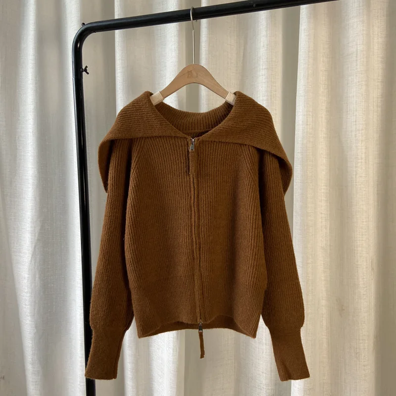 

2022 New style loose casual plush hoodie cardigan coat women fen054