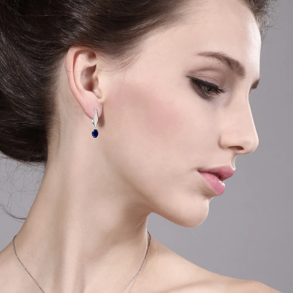 Драгоценный камень 2 04 карат Овальный Синий Сапфир ювелирные изделия 925 пробы