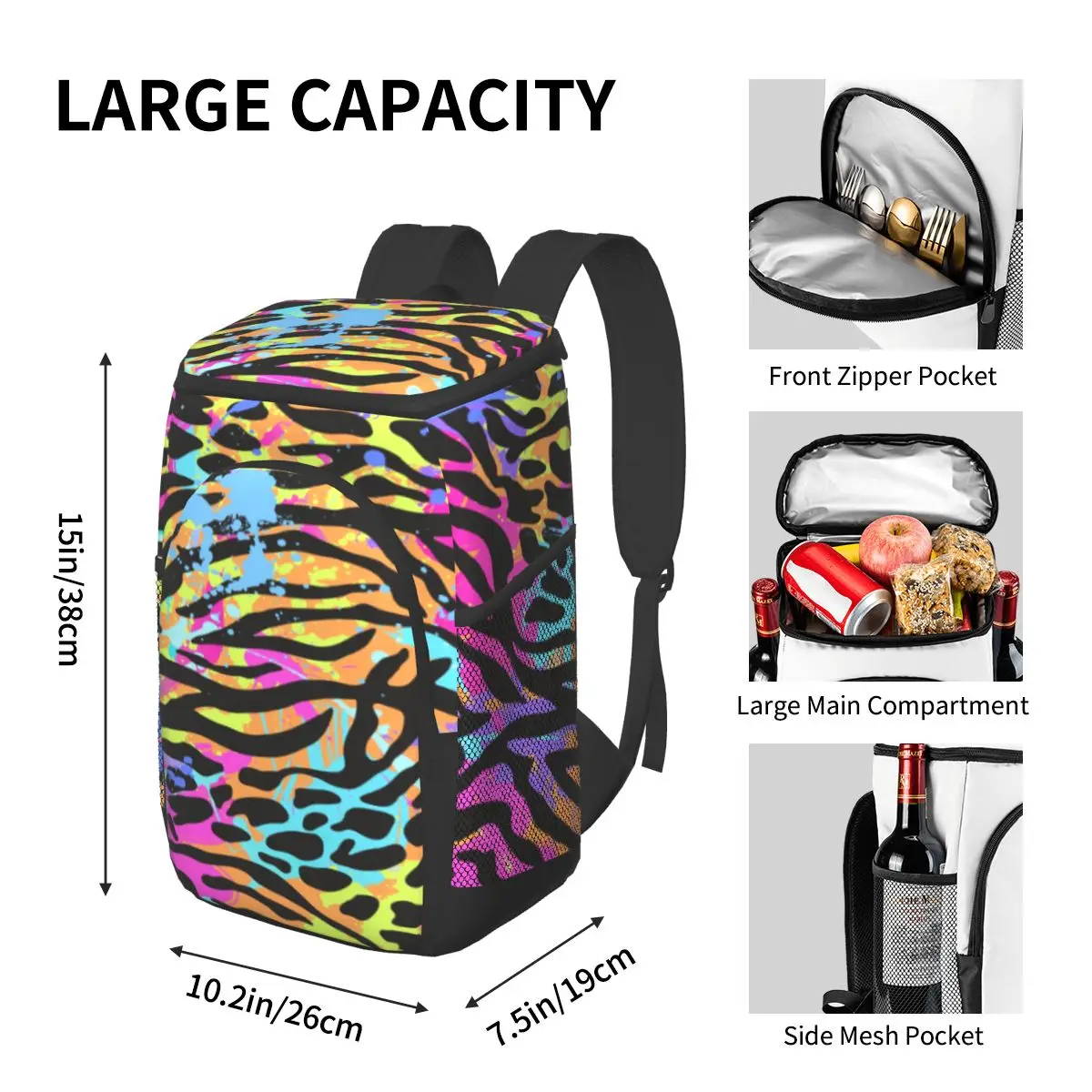 large cooler bag thermo lunch picnic box neon animal skin mix insulated backpack ice pack fresh carrier thermal shoulder bag free global shipping