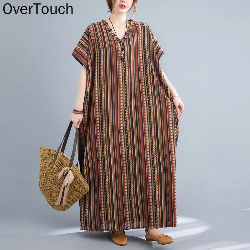 

Summer Dress Women Clothing Vintage Oversize Maxi Long Dress Sundress Bohemian Print Elegant Lady Casual Loose Cotton