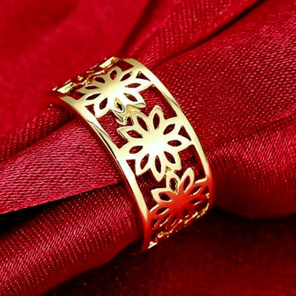 Новое красивое симпатичное модное свадебное кольцо с желтым цветком золотого