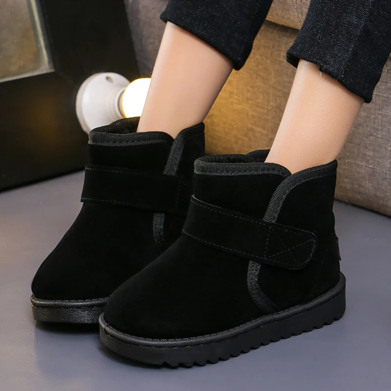 Зимние ботинки из флока на меху для маленьких мальчиков модные розовые ботильоны