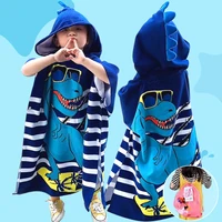 children cotton beach cloak towel kids mermaid shark pattern cartoon hooded bath towel for baby boys girls hooded cape cloak