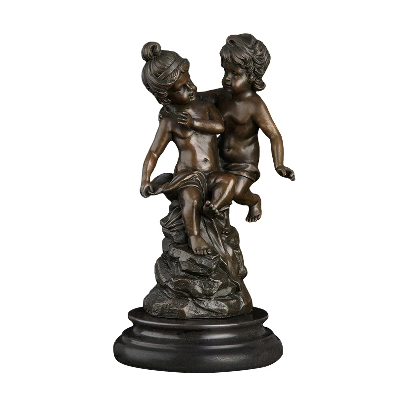 

DS-249 Bronze Cute Boy and Girl Sculpture Statue Antique Little Kids Figurines For Children Bedroom Decoration Birthday Gift
