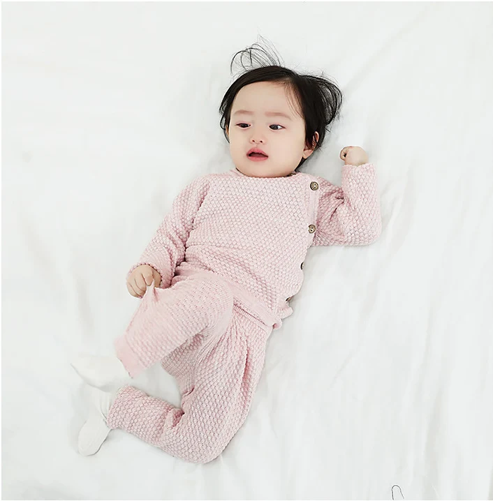 Baby Pajamas Autumn Winter Baby Girl Clothing Long Sleeve Tops + Pants Outfits Solid Newborn Warm Clothes Casual Baby Boy Sets