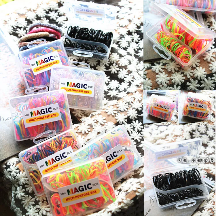 

2 Sizes/box Christmas Rubber Rope Ponytail Holder Elastic Hair Accessories