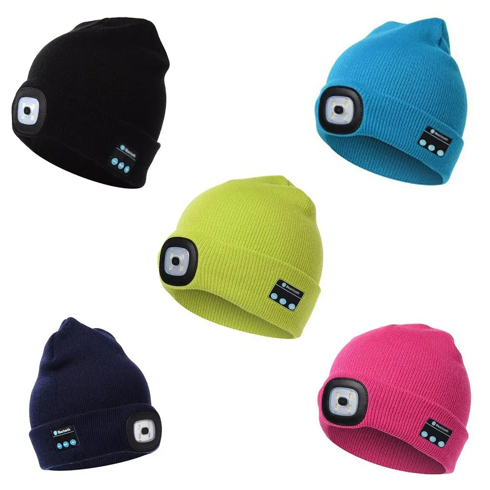 

Winter Beanie Hat Wireless Smart Cap Headphone Headset with LED Light Handfree Music Headphone Earphones for Gift