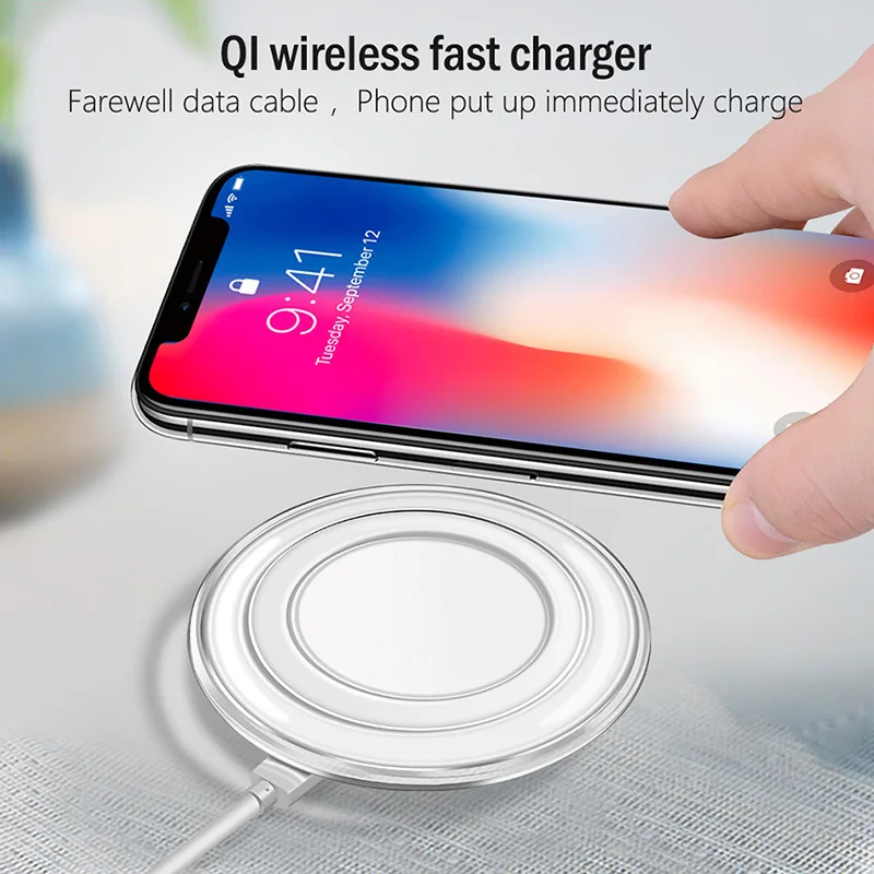 Фото Беспроводное зарядное устройство Qi для iPhone 11 Pro Max 8 Plus X XR XS быстрая Беспроводная Беспроводное зарядное устройство Qi для iPhone 11 Pro Max 8 Plus X XR XS быстрая Беспроводная