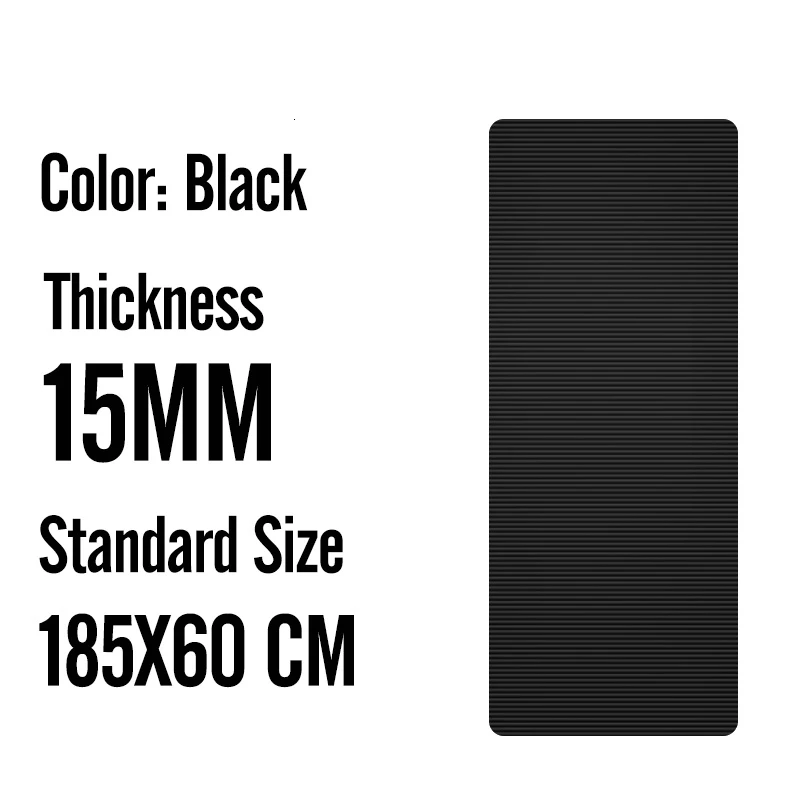 185X60X1.5CM Black 185X80X1,5 см мужские спортивные маты большого размера NBR Нескользящие коврики для йоги для фитнеса 15 мм фитнес-спортивный коврик с повязками большого размера Tapete - Цвет: 185X60X1.5CM Black