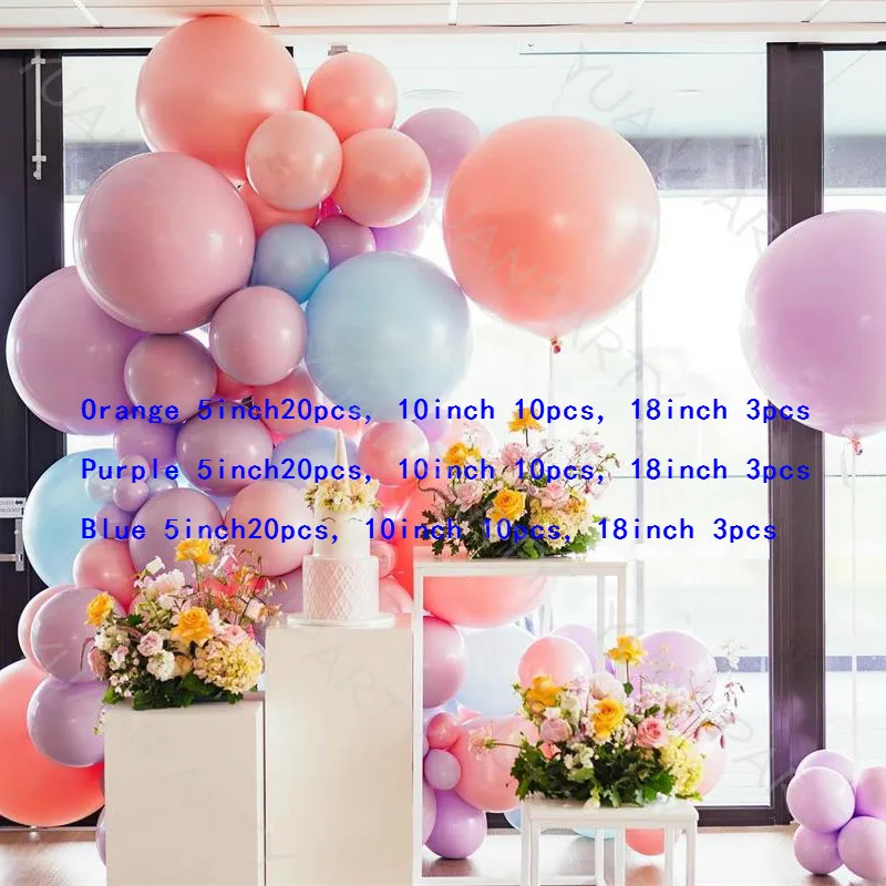 1 комплект макарон оранжевый фиолетовый голубой золотистый воздушный шарик в