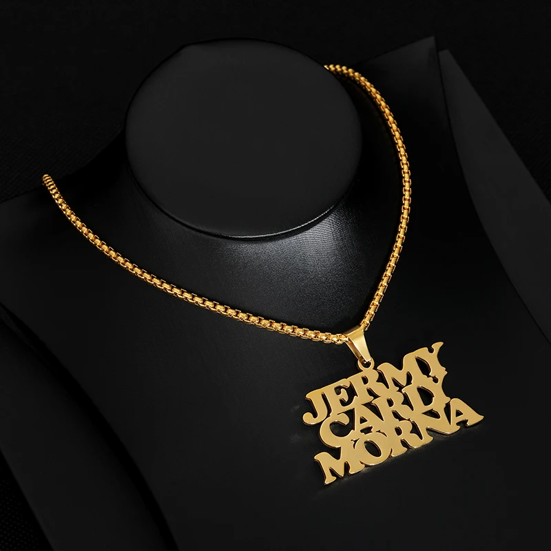 Ожерелье в стиле панк с двумя именами под заказ Женское и мужское модное