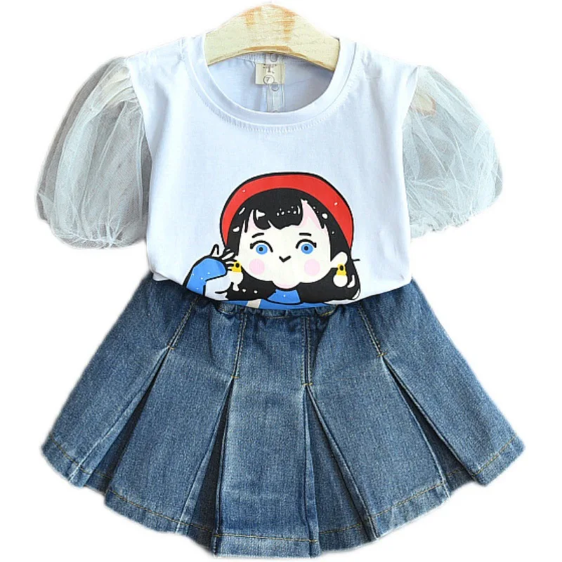 Рисунком розы для девочек Летняя одежда с рисунком комплект девочки: футболка +