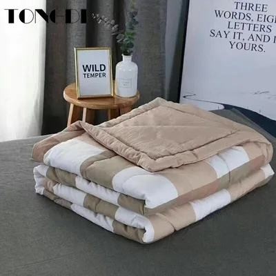 Goede Tongdi Cool Soft Tralies Gestreepte Dunne Katoenen Dekbed Deken Luxe Voor Koeling Zomer Couch Cover Wassen Machine Sprei Bed