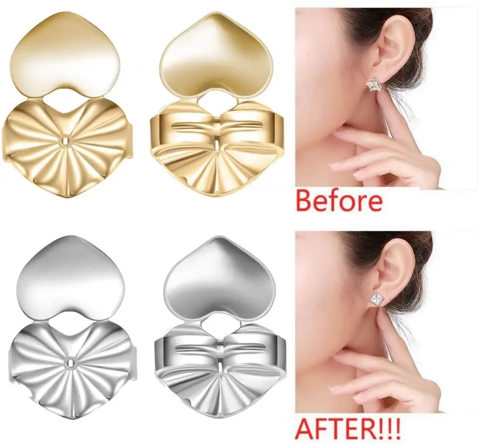 

2021 New 925 silver 3 pairs Bax crown earring Backs Heart Lifters firmly supports hypoallergenic butterfly lifts owl crown
