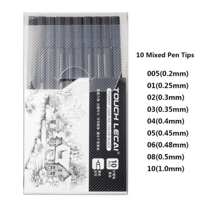 10 шт./компл. пигментный лайнер Micron чернильный маркер ручка 0 05 1 2 3 4 5 6 наконечник