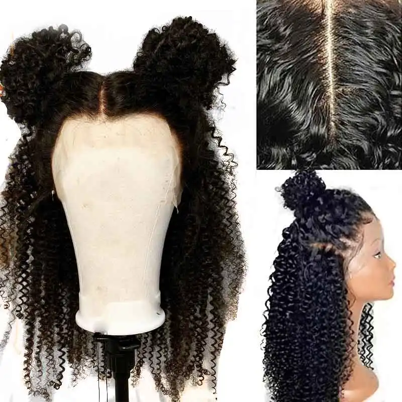 Бесклеевая глубокая часть монгольская причудливая завивка парик предварительно