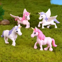 1 piece unicorn figures fairy animal miniature garden figurine cake party diy desk decoration gift random color
