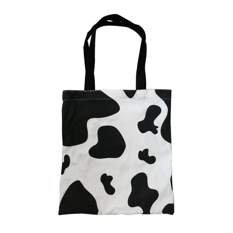 

Cartoon Cow Print Women Canvas Tote Large Capacity Shoulder Bag Shopping Bags