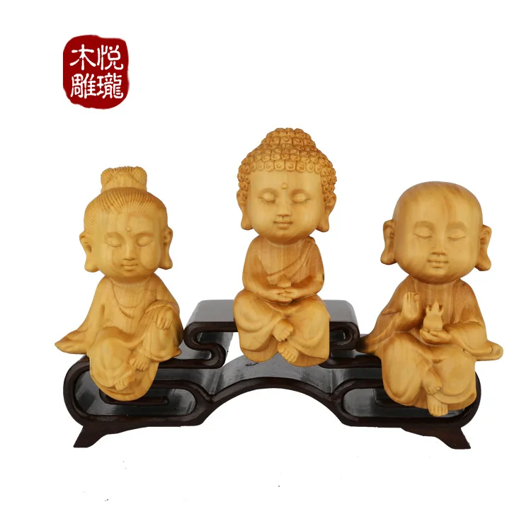 

3 pieces /lot Wood carving Child, wood crafts gift Home desktop decoration office ornaments(A1137)