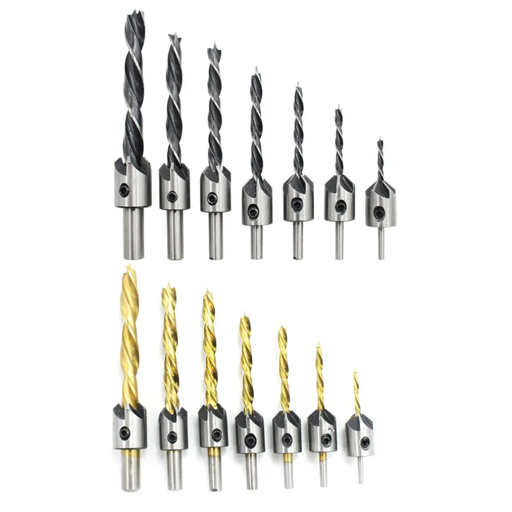 Деревообрабатывающий трехточечный потайной сверло открытое отверстие фаски