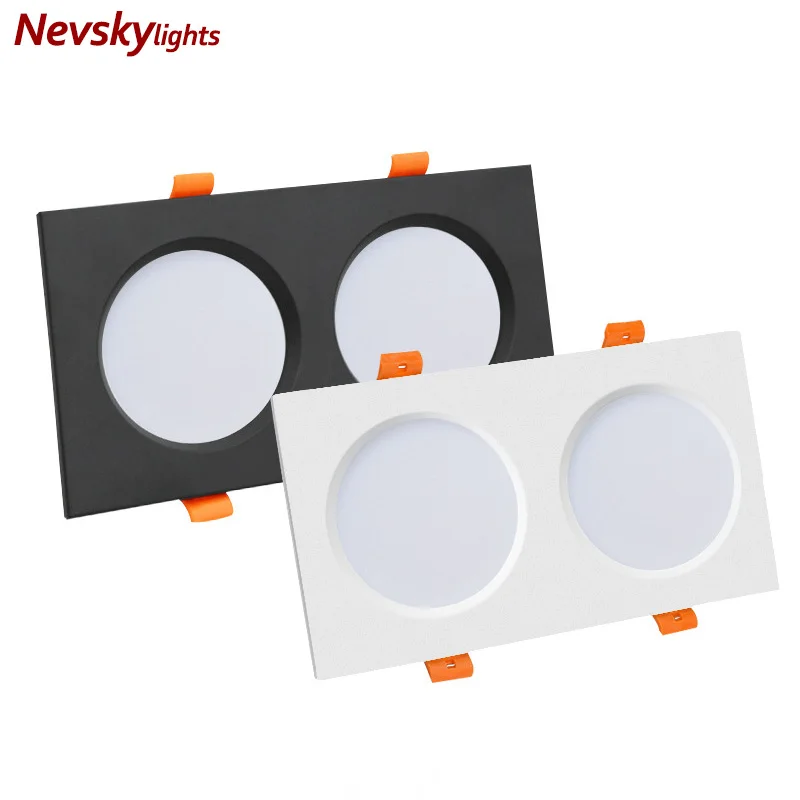 

Ultra thin Led Recessed spotlamps white Double head Downlight bedroom Square thin cup spotlight Living led ceiling light fixture