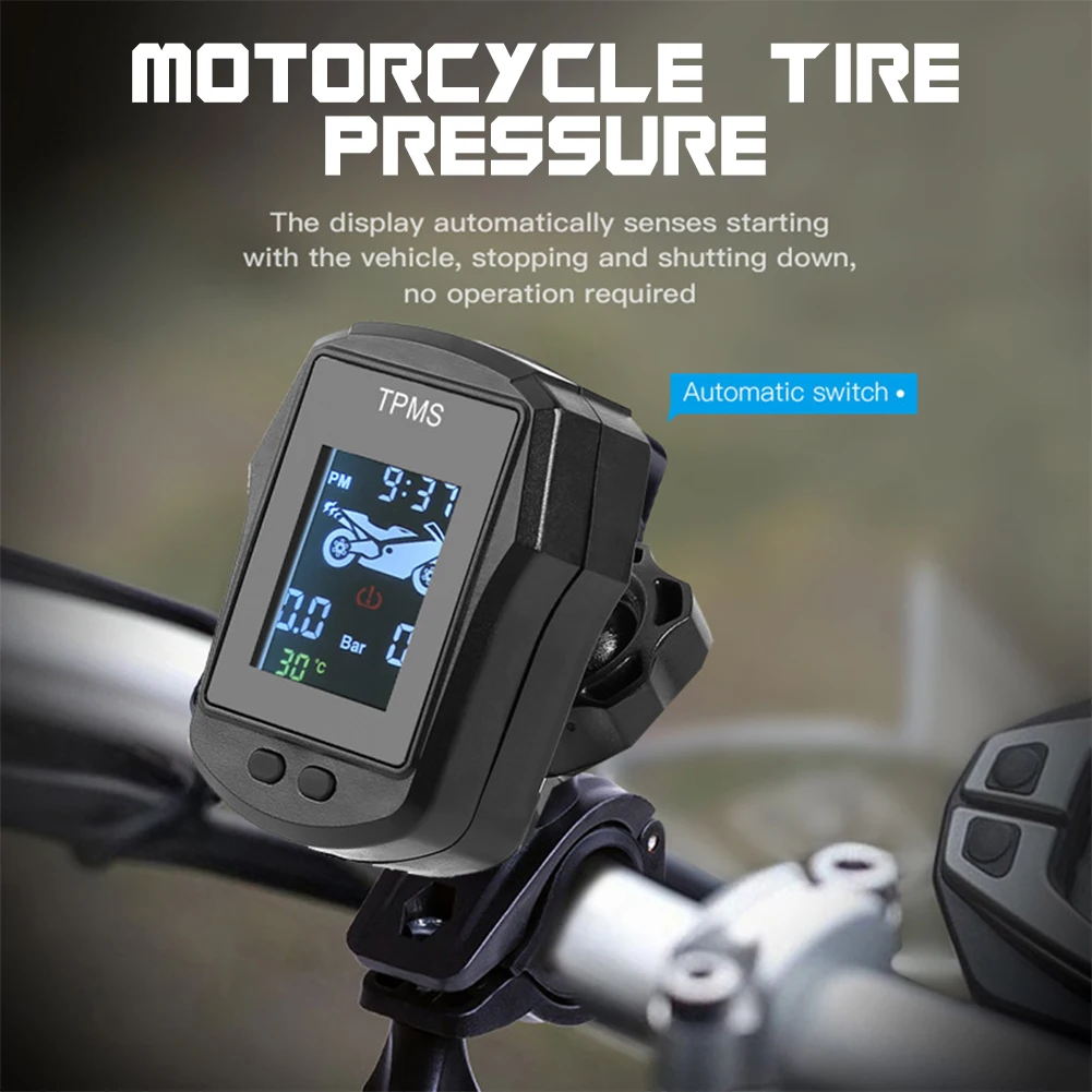 

New Motorcycle TPMS External Sensor Electric Bike Motor Time Tire Pressure Tyre Temperature Monitoring Alarm System Wireless