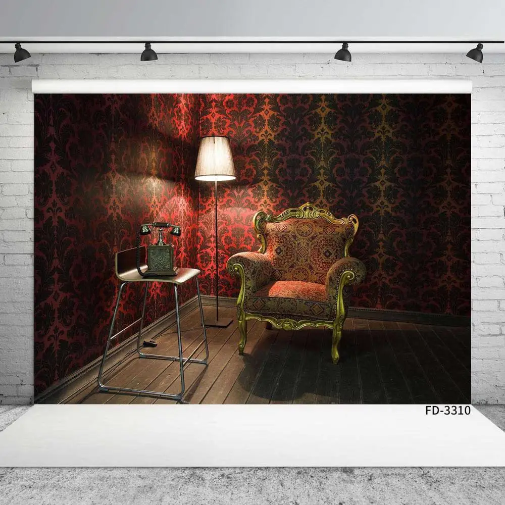 Фон для фотосъемки в винтажном стиле с изображением комнаты и дивана помещении