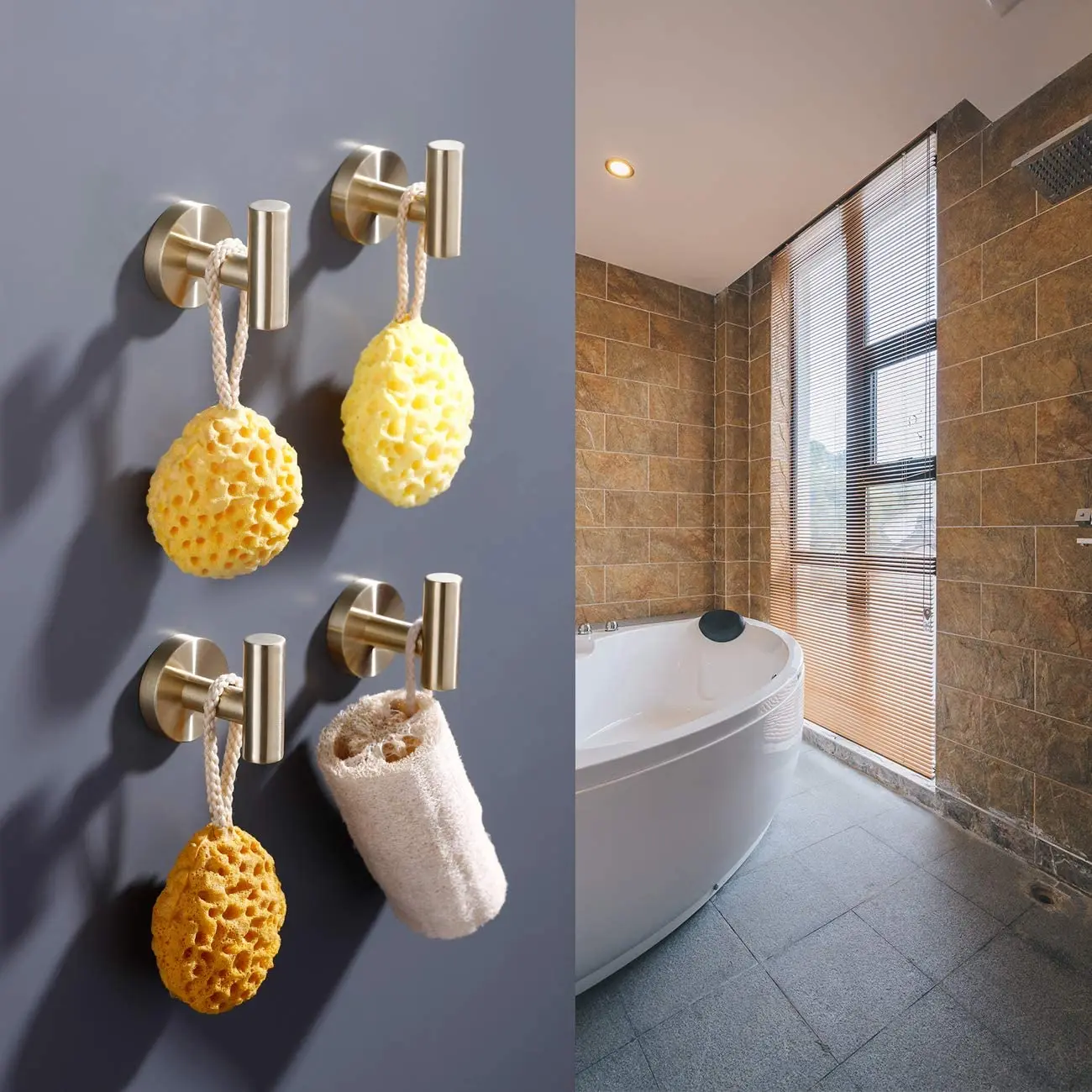 

Bathroom Towel Hook No Drill for Shower Kitchen Robe Coat Hooks Wall Mounted SUS304 Stainless Steel Matt Black 4 Pack