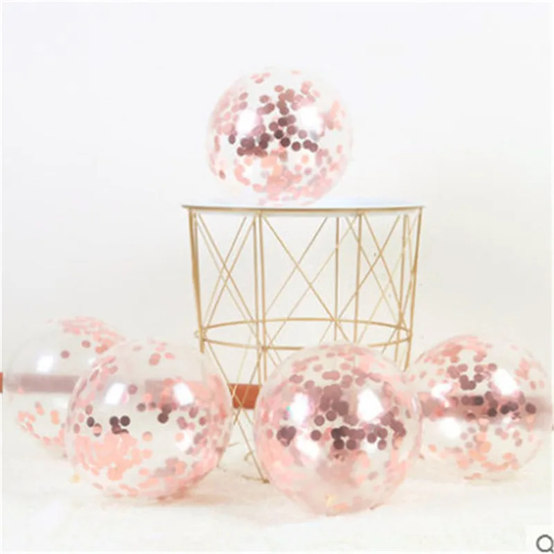 С днем рождения баннер с надписью воздушные шары конфетти цвета розовое золото