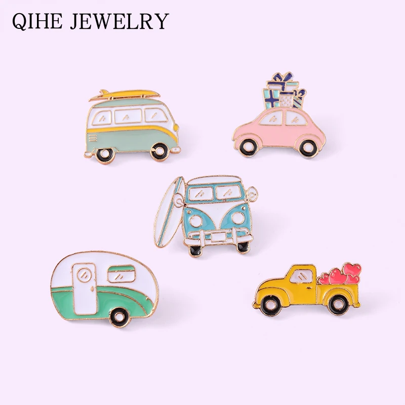 

Travel Bus Camper Enamel Pins Badge Cartoon Car Adventure ​Brooches for Kids Friends Cute Bag Clothes Lapel Pin Jewelry Gift