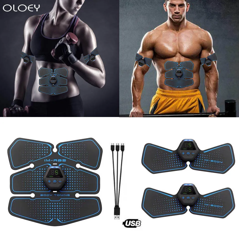 

USB Rechargable Abdominal Muscle Stimulator Trainer EMS Fitness Equipment Training Gear Muscles Electrostimulator Toner Exercise