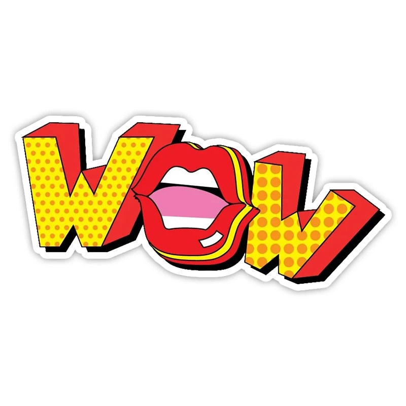 

S40971# Various Sizes PVC Self-adhesive Decal Wow Art Retro Mouth Car Sticker Waterproof Auto Decors on Bumper Rear Window