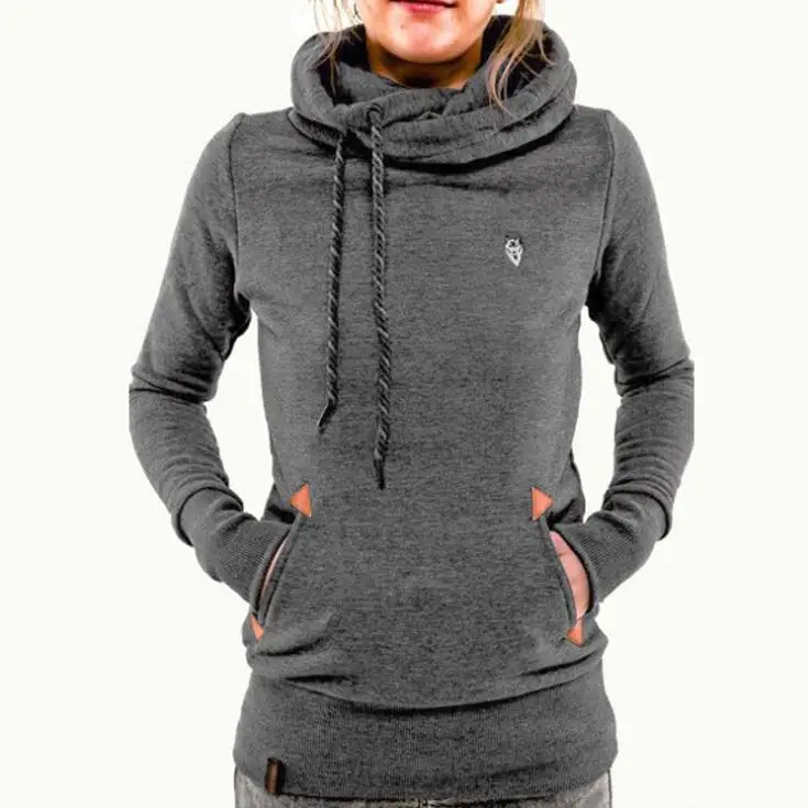 

2020 Fall/Winter Women's Fashion Hoodie Casual Long-Sleeved Jacket Pocket Embroidered Hooded Plus Velvet Sweater For Female