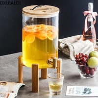 simple large capacity glass water bottle with faucet barrel high temperature resistant beverage bottle wine water bottle