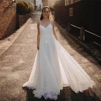 lace wedding dresses for bride 2021 beaded straps backless a line boho bridal gowns beach vestido de noiva plus size
