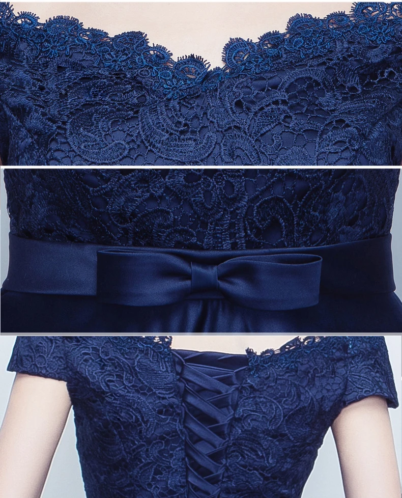 

Navy Blue Bride Party Dress Womens V-Neck Floor-Length Evening Cheongsam Noble Elegant Long Qipao Gown Vestido XS-XXXL