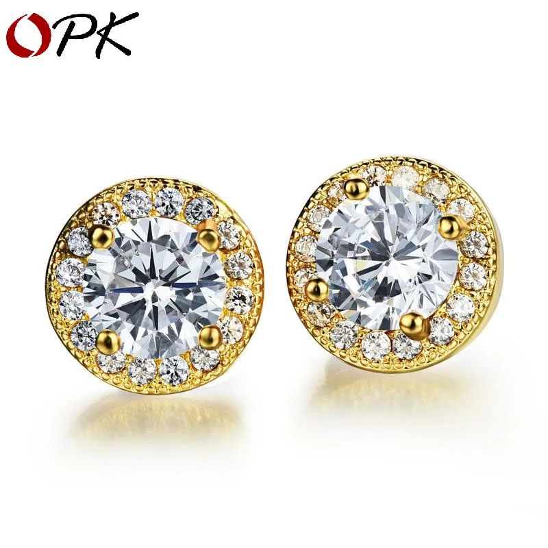 

Full of star-studded zircon ms. earrings plated with gold round micro-earrings Korean version of jewelry