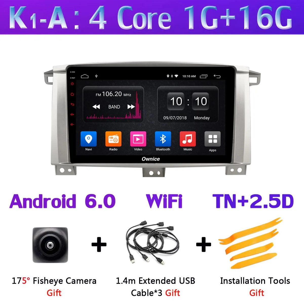 K1-A 360 ° 4* AHD камера Android 9,0 8 ядерный 4G+ 64G gps радио CarPlay SPDIF DSP Автомобильный плеер для Toyota Land cruiser 100 GX VXR LC100 - Цвет: K1-A