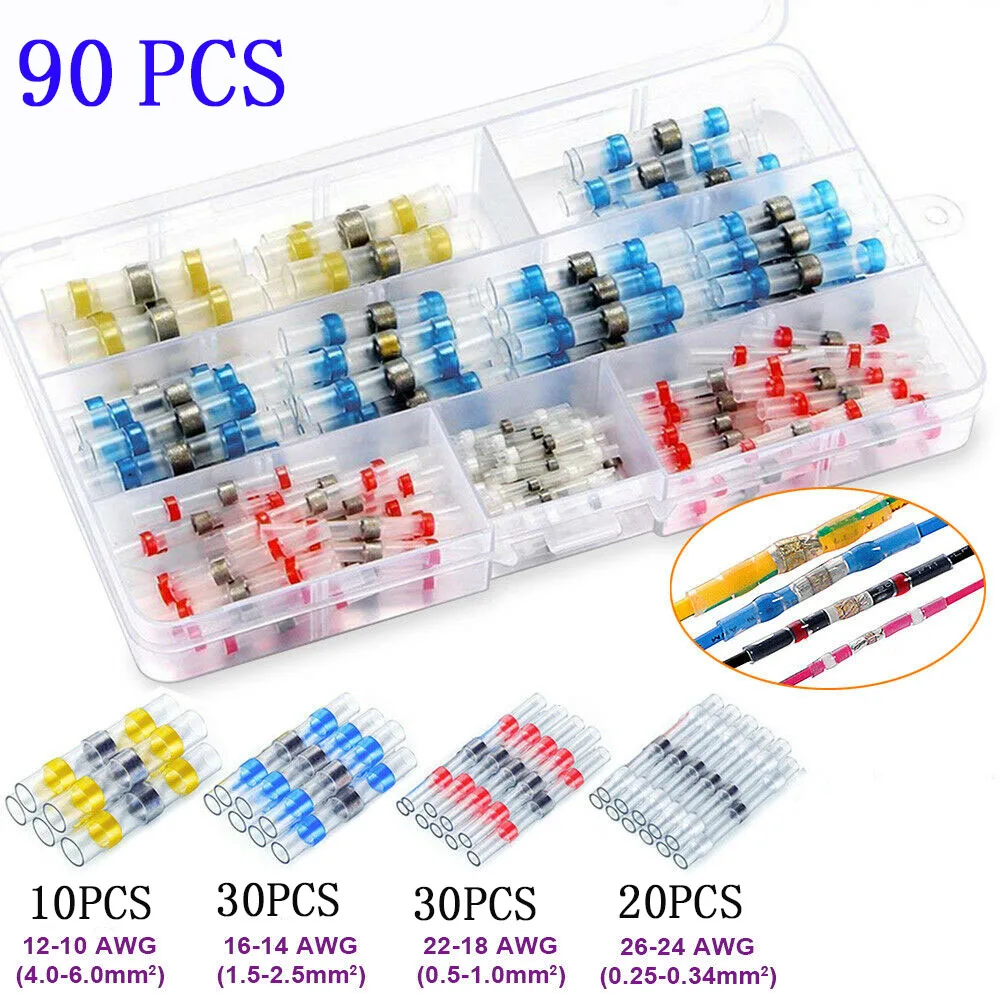 90 шт. водонепроницаемые Термоусадочные соединители для стыковой