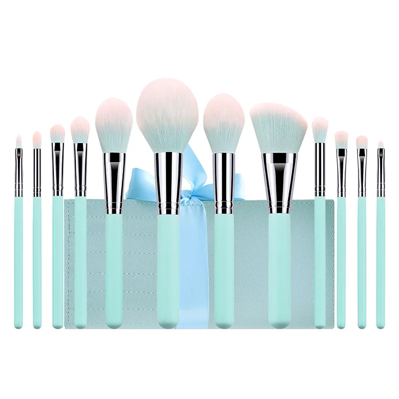 

12 Pieces Fashion Foundation Powder Blush Concealer Eyeshadow Cosmetics Makeup Brushes With Bag Portable Beauty Tools Set Hot
