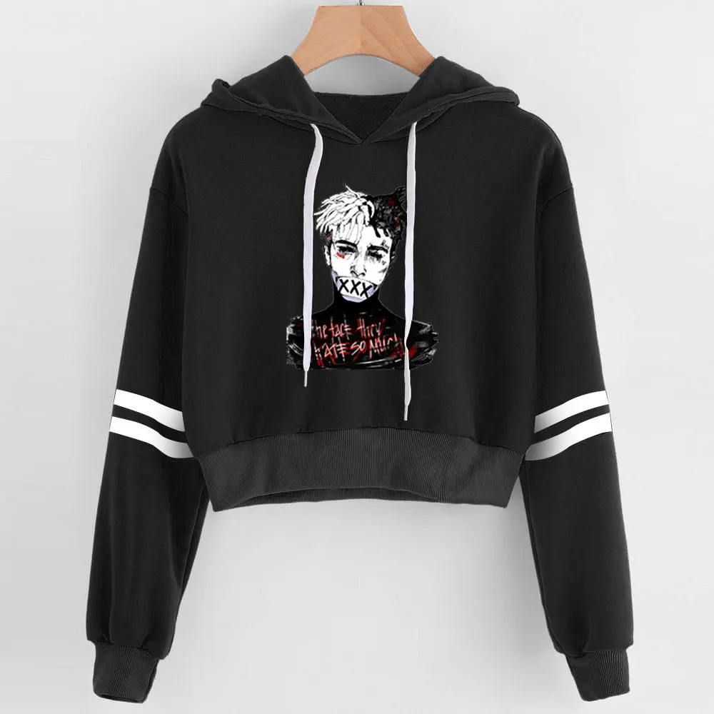 

NEW fashion NEW XXX Lil Peep Print Spring sexy crop top hoodies harajuku summer hot sale casual hoodies sweatshirts plus size