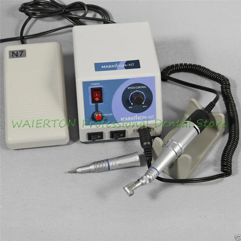 

Dental Lab MARATHON Electric Micromotor N7 micro polisher with straight handpiece and contra angle 35K Rpm