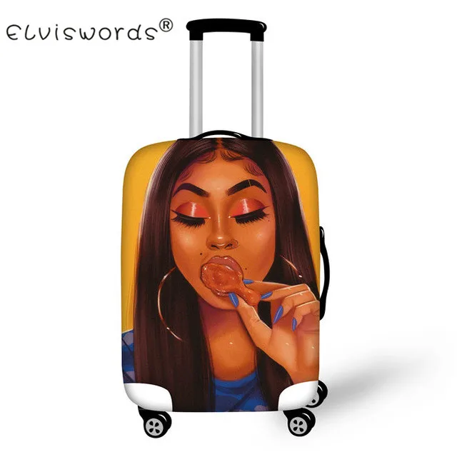 ELVISWORDS Black Girl Magic Afro Lady дорожный защитный чехол на чемодан для 18-30 дюймов аксессуары для путешествий Чехол - Цвет: YQ3725