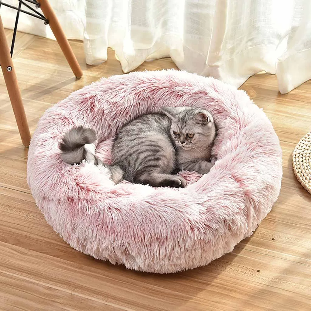 Домашние животные, кошки, собаки круглый зимний теплый спальный мешок Подушка коврик длинный Пушистый Плюшевый мягкая подстилка для животных Calming Marshmallow кровать Прямая