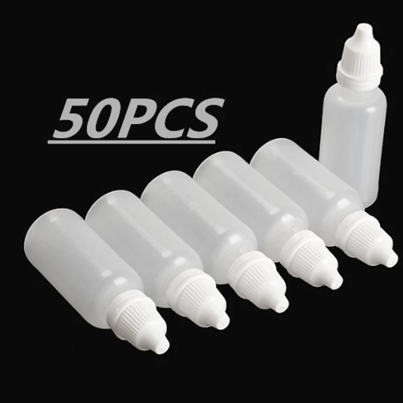 

50 pcs dropper bottle, plastic bottle, empty bottle (bottle + stopper + stopper) - capacity 10 ml