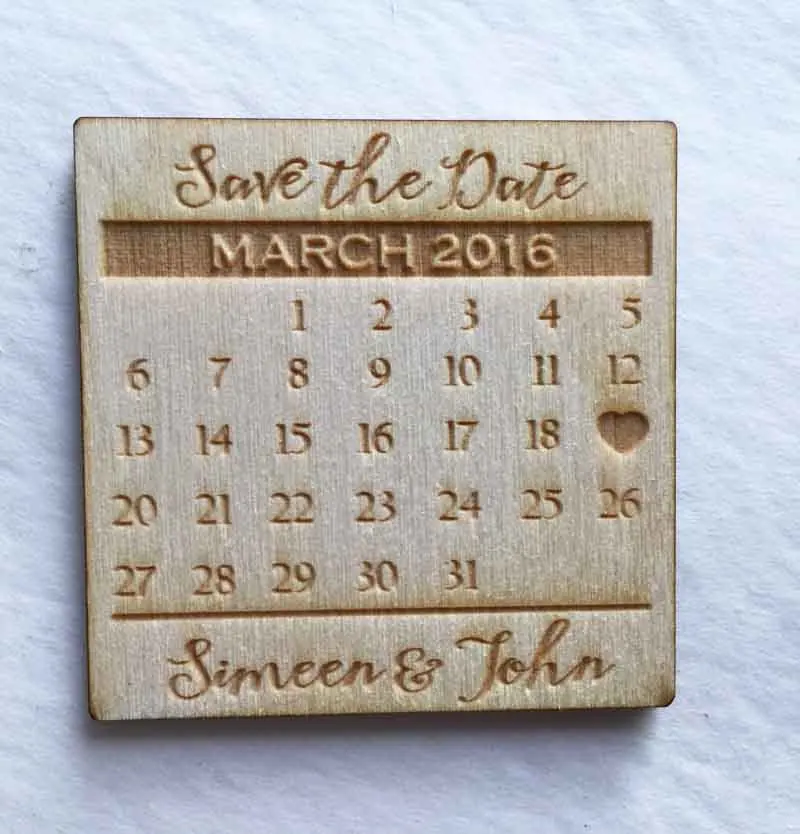 Персонализированные деревянные магниты с календарем для сохранения даты