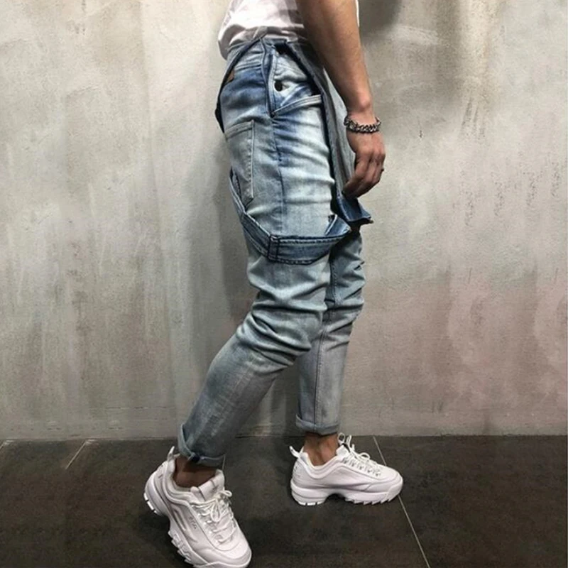 2019 новые модные брендовые мужские повседневные джинсовые брюки Комбинезоны для