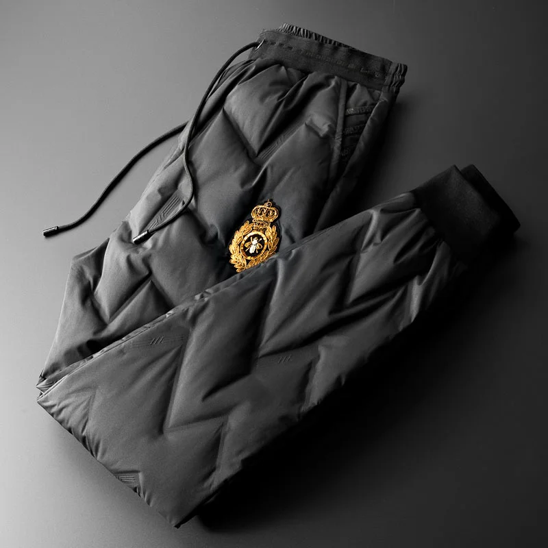 

Брюки мужские зимние утепленные, модные утепленные штаны из белого бархата, с защитой от холода, с алмазным напылением и клеем