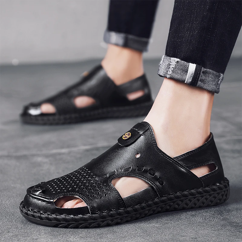 

Сандалии мужские с перфорацией, удобная обувь для активного отдыха, деловые Босоножки на платформе, большой размер 44, лето 2021